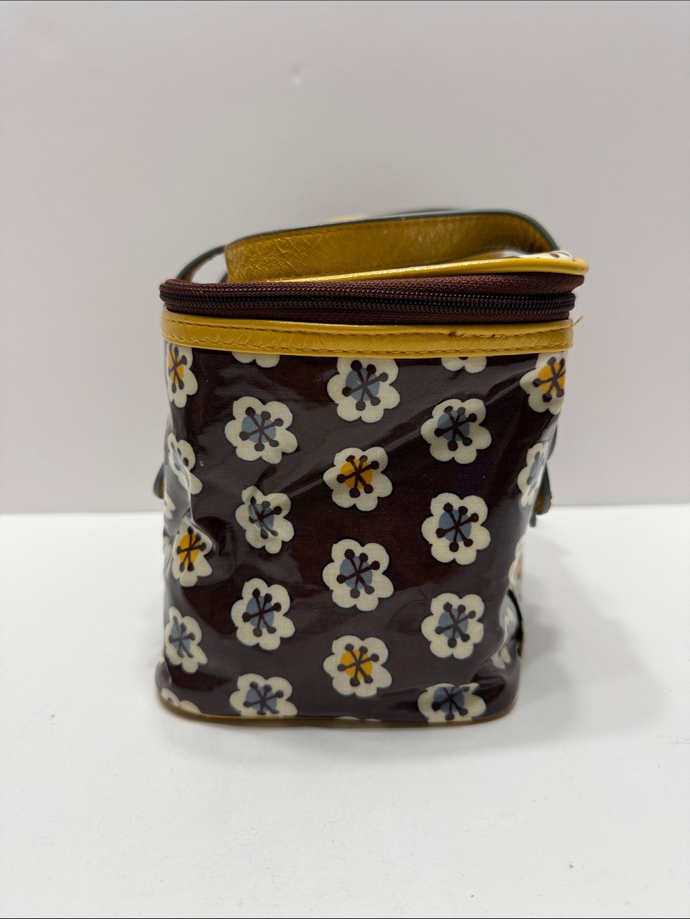 Vera Bradley Maroon Floral Patent Tote with Yellow Handles - Picture 6 of 14